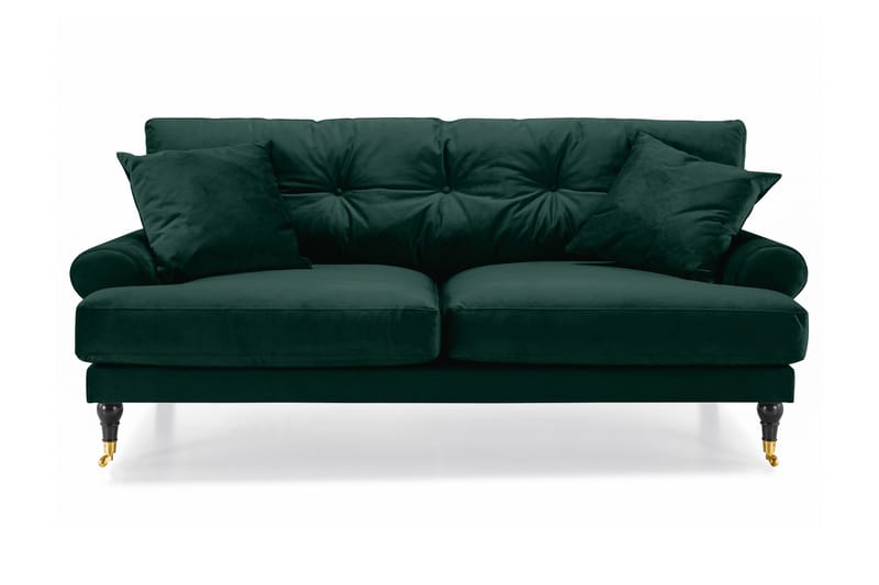 Fløyelssofa Webber 2-seter - Mørkgrønn|Messing - Fløyelssofaer - 2 seter sofa - Howard-sofaer