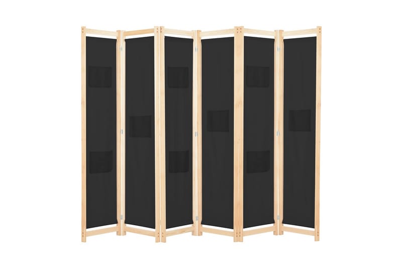 Romdeler 6 paneler svart 240x170x4 cm stoff - Svart - Romdelere - Skjermvegg