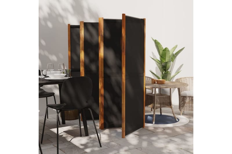 Romdeler med 6 paneler svart 420x180 cm - Svart - Romdelere - Skjermvegg