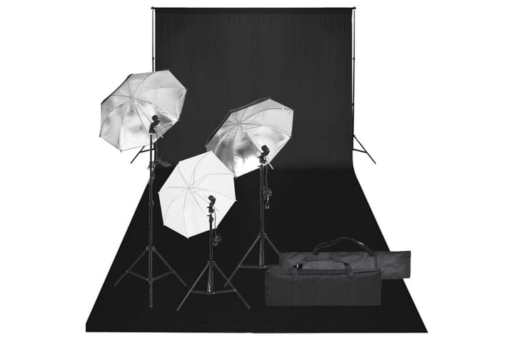Fotostudiosett med lyssett og bakgrunn - Svart - Belysning - Innendørsbelysning & Lamper - Fotobelysning & studiobelysning