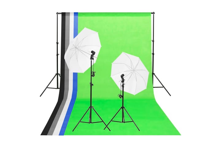 Studiobelysningssett med bakgrunner og paraplyer - Hvit - Belysning - Innendørsbelysning & Lamper - Fotobelysning & studiobelysning