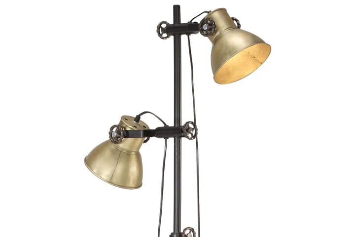 Gulvlampe med 2 lampeskjermer messing E27 støpejern - Gull - Belysning - Innendørsbelysning & Lamper - Gulvlampe