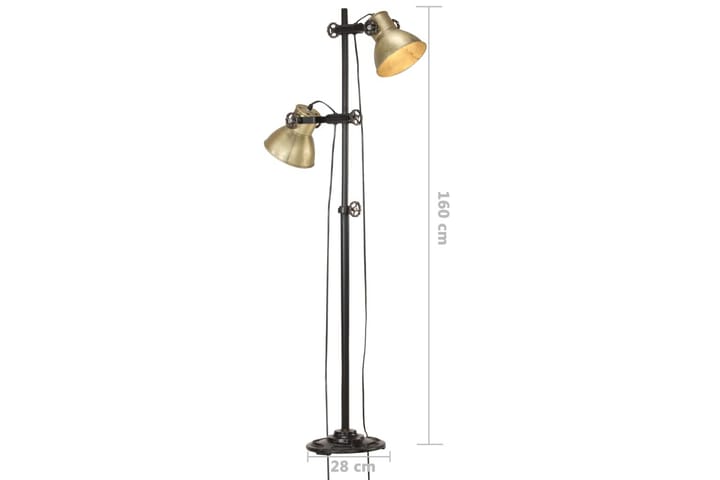 Gulvlampe med 2 lampeskjermer messing E27 støpejern - Gull - Belysning - Innendørsbelysning & Lamper - Gulvlampe