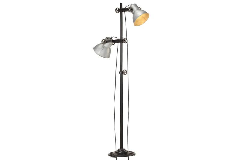 Gulvlampe med 2 lampeskjermer sølv E27 støpejern - Silver - Belysning - Innendørsbelysning & Lamper - Gulvlampe