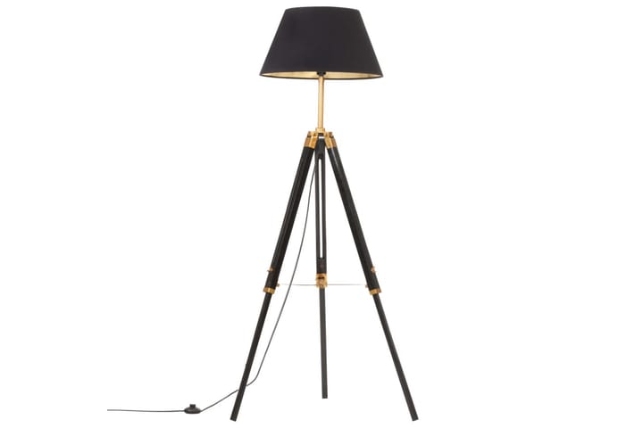 Gulvlampe med stativ svart og gull heltre teak 141 cm - Svart - Belysning - Innendørsbelysning & Lamper - Gulvlampe