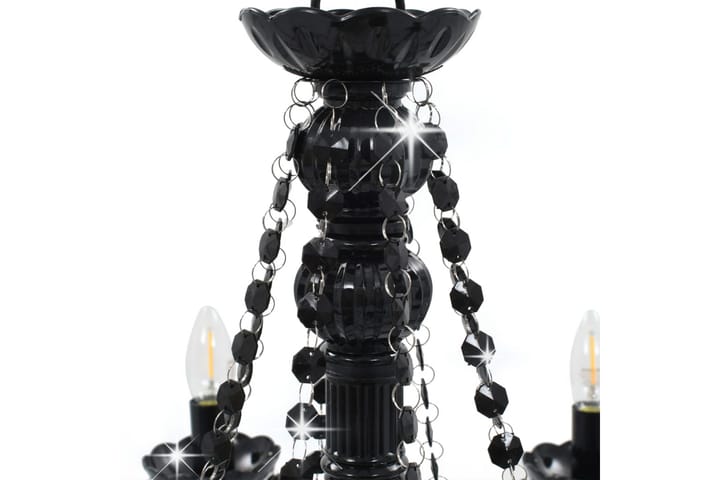 Lysekrone med perler svart 8 x E14 pӕrer - Svart - Belysning - Innendørsbelysning & Lamper - Taklampe - Krystallkrone & takkrone