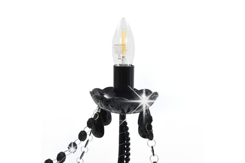 Lysekrone med perler svart 8 x E14 pӕrer - Svart - Belysning - Innendørsbelysning & Lamper - Taklampe - Krystallkrone & takkrone