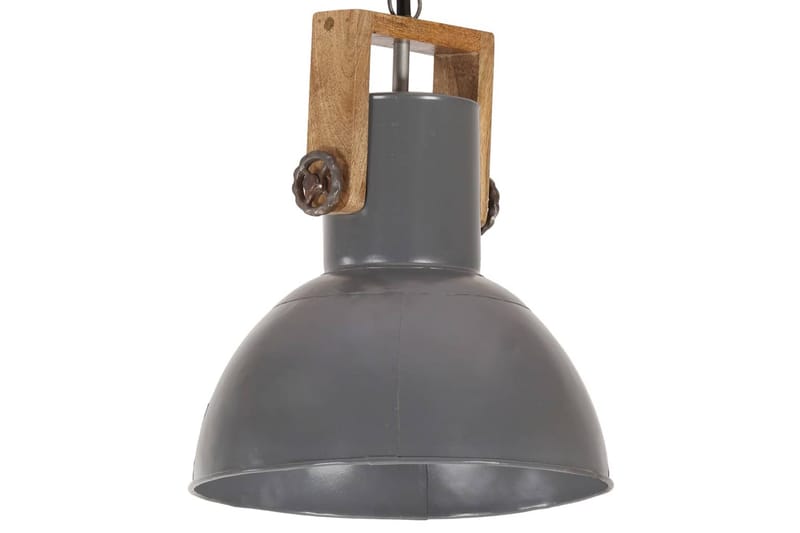 Industriell hengelampe 25 W grå rund mangotre 32 cm E27 - Grå - Belysning - Innendørsbelysning & Lamper - Taklampe