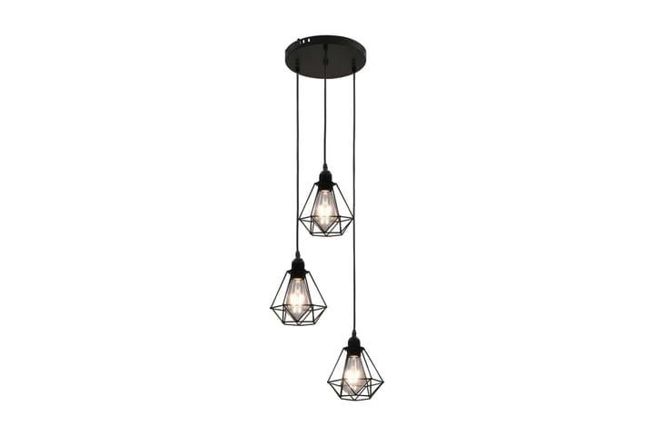 Taklampe med diamant-design svart 3 x E27 lyspӕrer - Svart - Belysning - Innendørsbelysning & Lamper - Taklampe