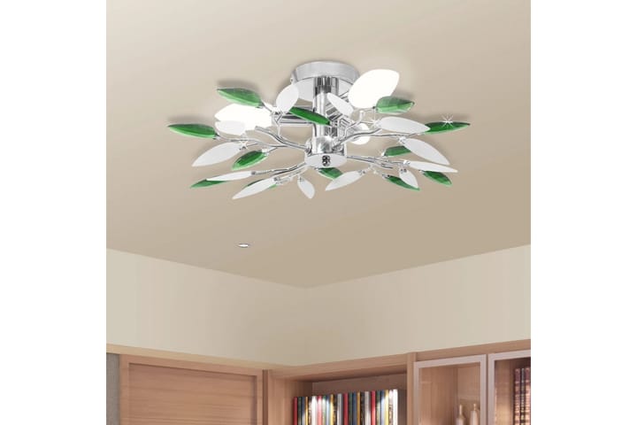 Taklampe med Hvit og Grønn Akryl Crystal Armer - 3 E14 Pӕrer - Belysning - Innendørsbelysning & Lamper - Taklampe