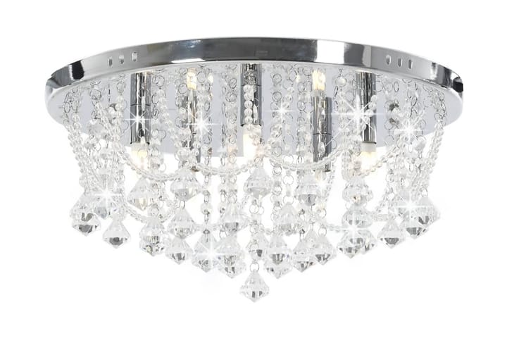 Taklampe med krystallperler sølv rund 4 x G9 lyspӕrer - Silver - Belysning - Innendørsbelysning & Lamper - Taklampe