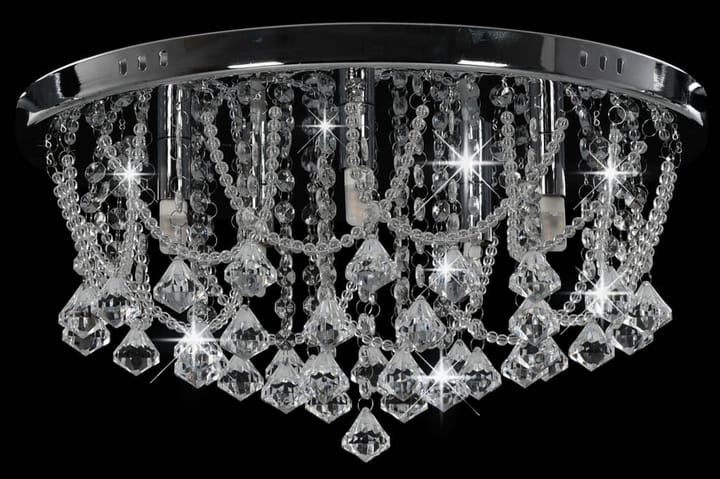 Taklampe med krystallperler sølv rund 4 x G9 lyspӕrer - Silver - Belysning - Innendørsbelysning & Lamper - Taklampe