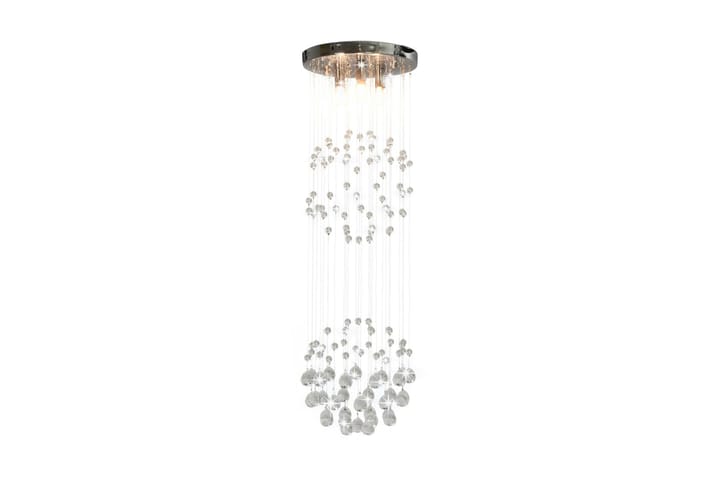 Taklampe med krystallperler sølv sfӕrisk 3 x G9 lyspӕrer - Silver - Belysning - Innendørsbelysning & Lamper - Taklampe