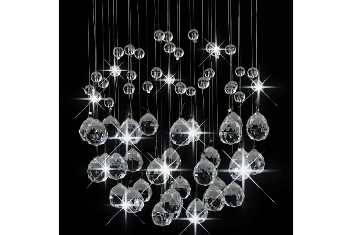 Taklampe med krystallperler sølv sfӕrisk 3 x G9 lyspӕrer - Silver - Belysning - Innendørsbelysning & Lamper - Taklampe