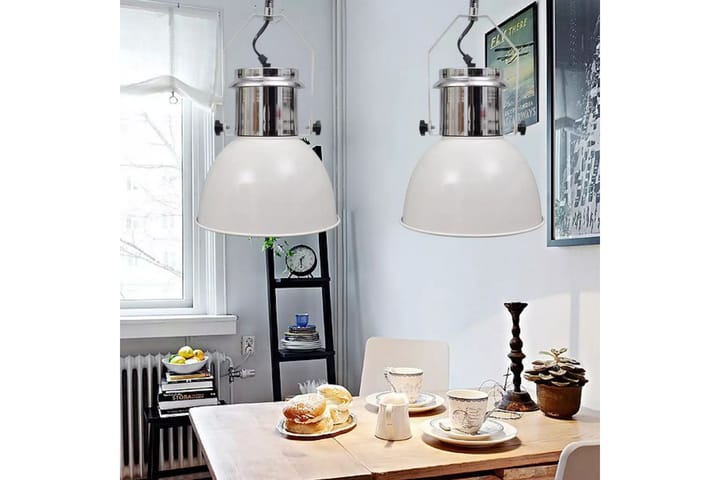 Taklampe metall 2 stk høydejusterbar moderne hvit - Hvit - Belysning - Innendørsbelysning & Lamper - Taklampe