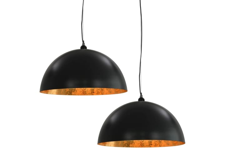 Taklamper 2 stk svart og gull halvkuleformet 50 cm E27 - Svart - Belysning - Innendørsbelysning & Lamper - Taklampe