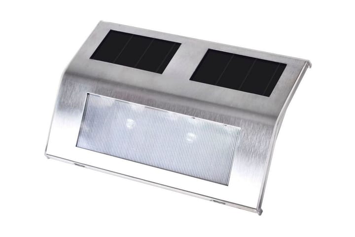 Trappetrinn med LED-lys og solcellepanel 4 stk - Sølv - Belysning - Innendørsbelysning & Lamper - Vegglampe