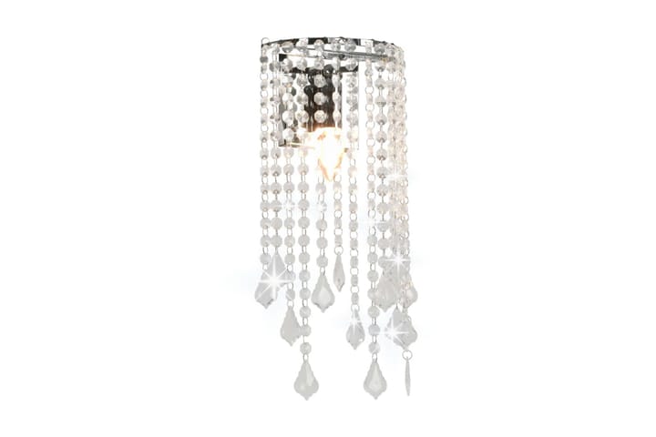 Vegglampe med krystallperler sølv rektangulӕr E14 lyspӕrer - Silver - Belysning - Innendørsbelysning & Lamper - Vegglampe