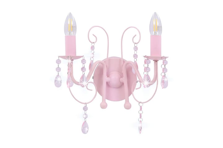 Vegglampe med perler rosa 2 x E14 lyspӕrer - Rosa - Belysning - Innendørsbelysning & Lamper - Vegglampe