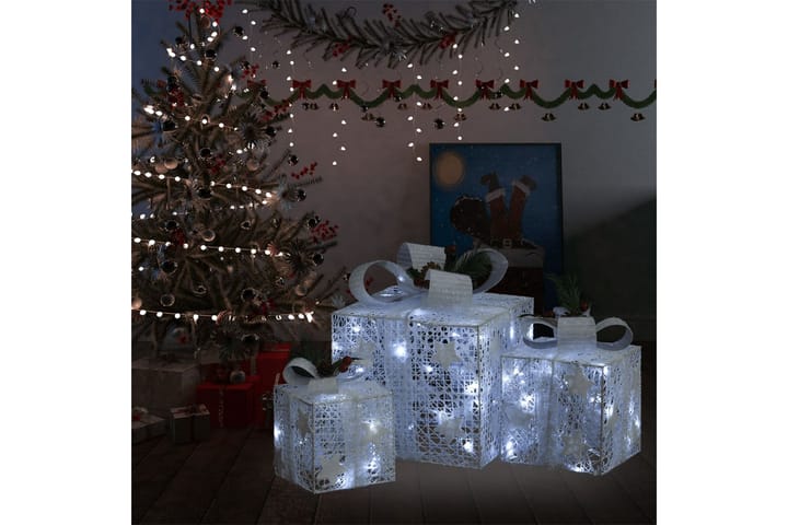 Dekorative julegaveesker 3 stk sølv utendørs innendørs - Silver - Belysning - Julebelysning - Julebelysning utendørs
