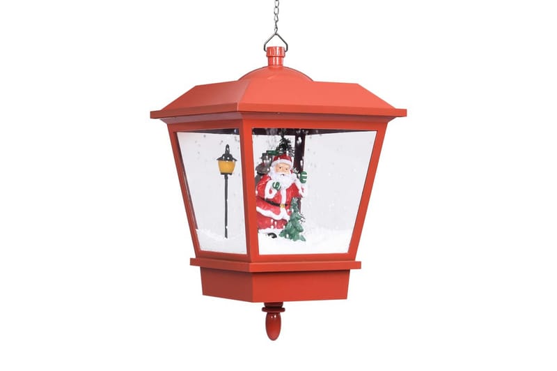 Hengende julelampe med LED-lys & julenisse rød 27x27x45 cm - Belysning - Julebelysning - Julebelysning utendørs