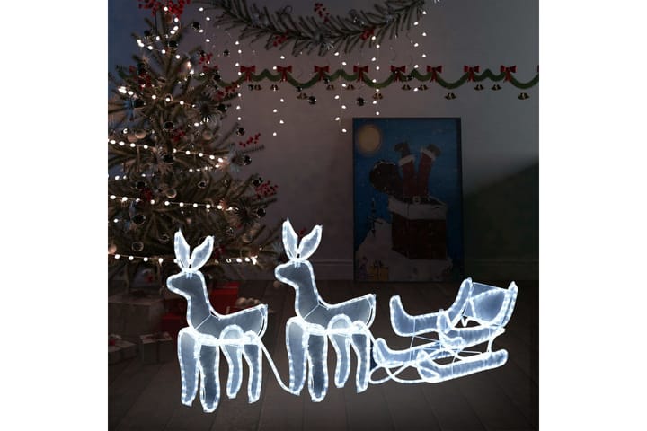 Julelysdekorasjon 2 reinsdyr og slede, netting 320 lysdioder - Belysning - Julebelysning - Julebelysning utendørs