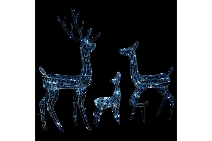 Julereinsdyrfamilie akryl 300 LED 160 cm kaldhvitt - Hvit - Belysning - Julebelysning - Julebelysning utendørs