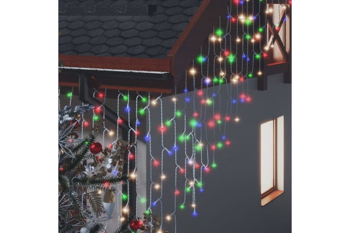 LED-lysgardin med istapper 10m 400 LED fargerik 8 funksjoner - Oransj - Belysning - Julebelysning - Julebelysning utendørs