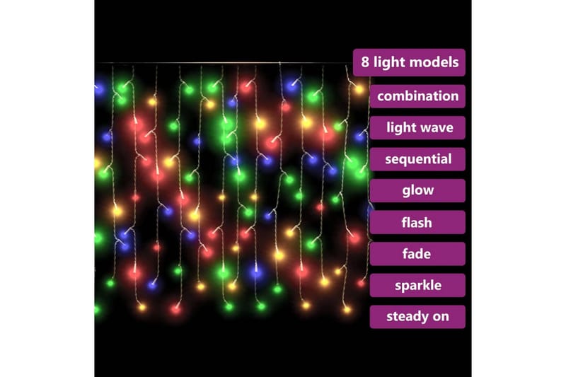 LED-lysgardin med istapper 10m 400 LED fargerik 8 funksjoner - Oransj - Belysning - Julebelysning - Julebelysning utendørs