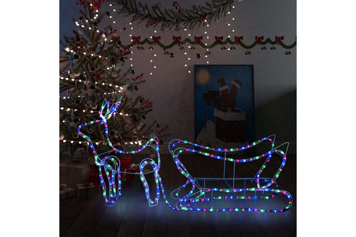 Reinsdyr og slede julepynt utendørs 252 lysdioder - Flerfarget - Belysning - Julebelysning - Julebelysning utendørs