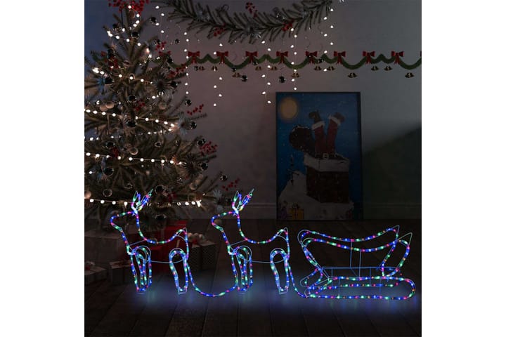 Reinsdyr og slede julepynt utendørs 576 lysdioder - Flerfarget - Belysning - Julebelysning - Julebelysning utendørs