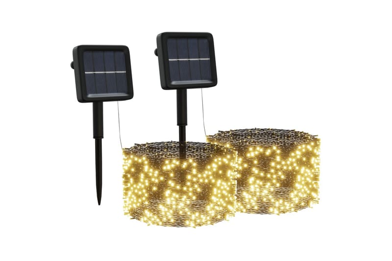 Soldrevne lysslynger 2stk LED varmhvit innendørs utendørs - Hvit - Belysning - Julebelysning - Julebelysning utendørs
