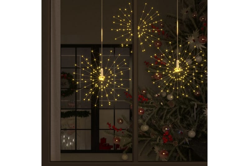Utendørs julelys fyrverkeri varmhvit 50 cm 140 lysdioder
