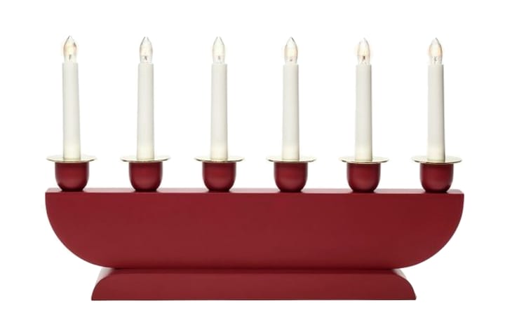 Ellysestake 6 lys tre rød - Konstsmide - Belysning - Julebelysning - Adventslysestake