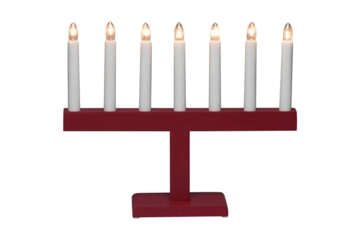 Ellysestake 7 lys tre rød - Konstsmide - Belysning - Julebelysning - Adventslysestake