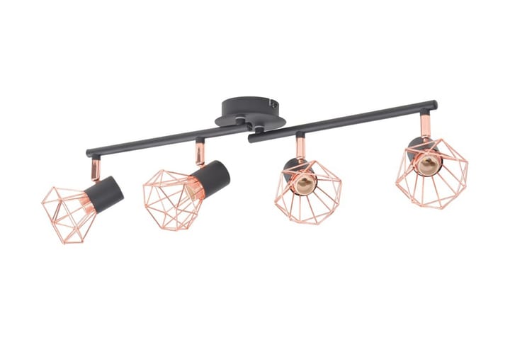 Taklampe med 4 spotlys E14 svart og kobber - Svart - Belysning - Innendørsbelysning & Lamper - Taklampe