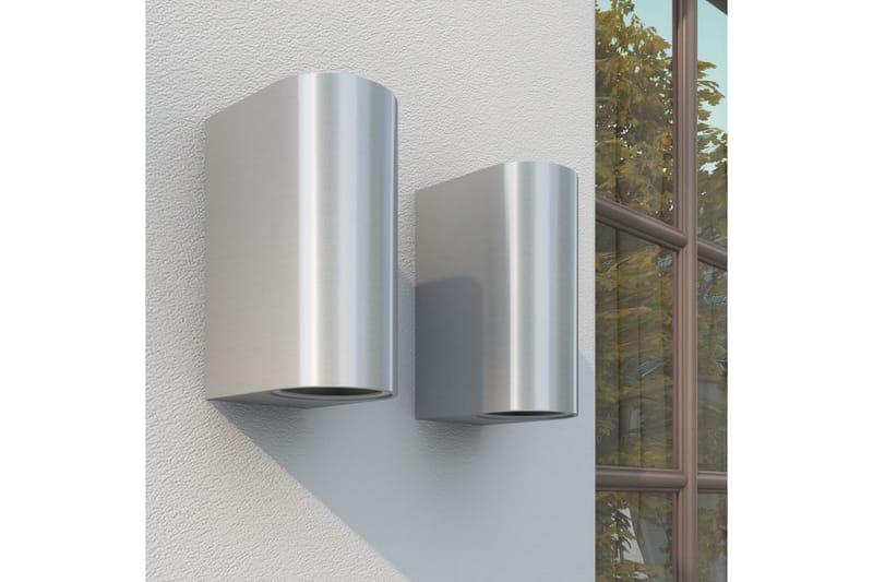 Utendørs Øvre og Nedre vegglamper 2 stk - Sølv - Belysning - Utendørsbelysning - Fasadebelysning