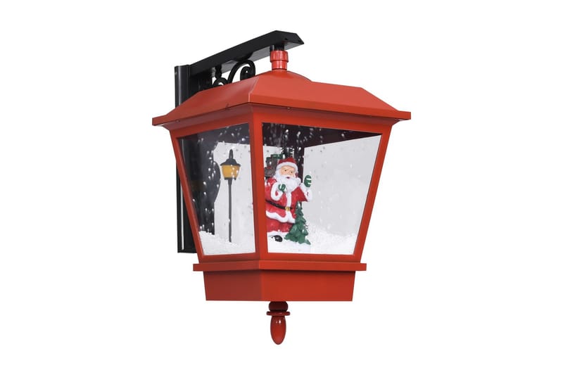 Veggmontert julelampe med LED-lys & julenisse rød 40x27x45cm - Belysning - Utendørsbelysning - Fasadebelysning