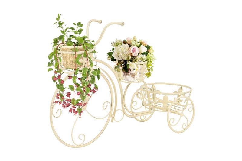 Blomsterstativ sykkelform gammeldags stil metall - Hvit - Hage - Blomsterpotter - Blomsterhylle & blomsterstativ