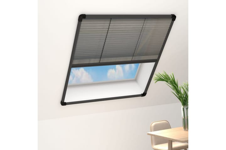Plissert insektskjerm for vindu aluminium 100x160 cm - Antrasittgrå - Hage - Hagedekorasjon & utemiljø - Myggnett