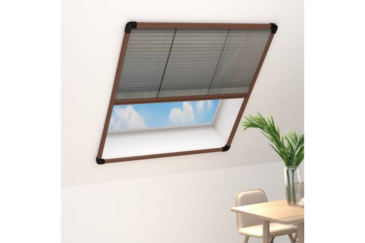 Plissert insektskjerm for vindu aluminium brun 100x160 cm - Brun - Hage - Hagedekorasjon & utemiljø - Myggnett