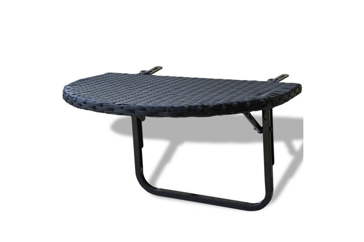Balkongbord 60x60x32 cm svart polyrotting - Svart - Hagemøbler & utemiljø - Balkong & terrasse - Balkongmøbler - Balkongbord