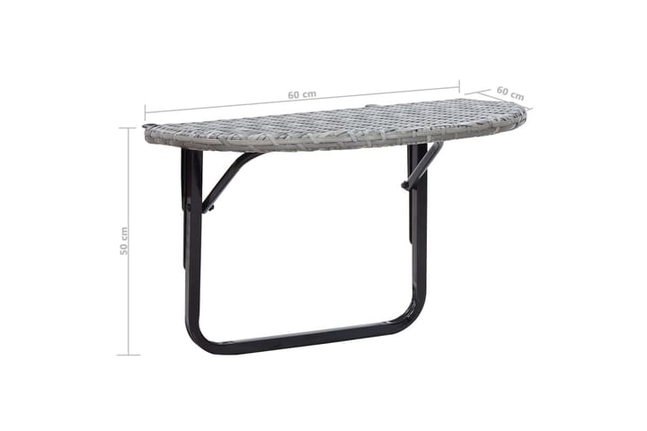 Balkongbord grå 60x60x50 cm polyrotting - Grå - Hagemøbler & utemiljø - Balkong & terrasse - Balkongmøbler - Balkongbord