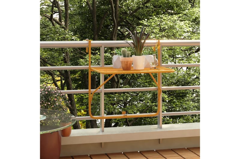 Balkongbord gul 60x40 cm stål - Gul - Hagemøbler & utemiljø - Balkong & terrasse - Balkongmøbler - Balkongbord