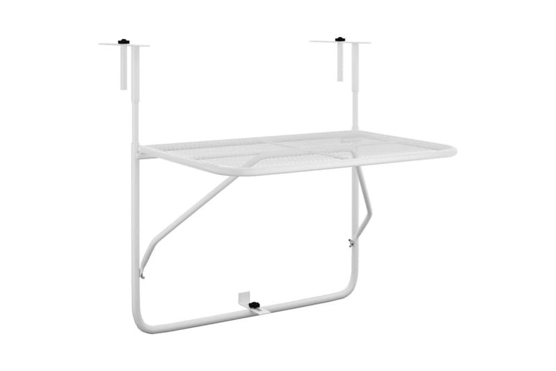 Balkongbord hvit 60x40 cm stål - Hvit - Hagemøbler & utemiljø - Balkong & terrasse - Balkongmøbler - Balkongbord