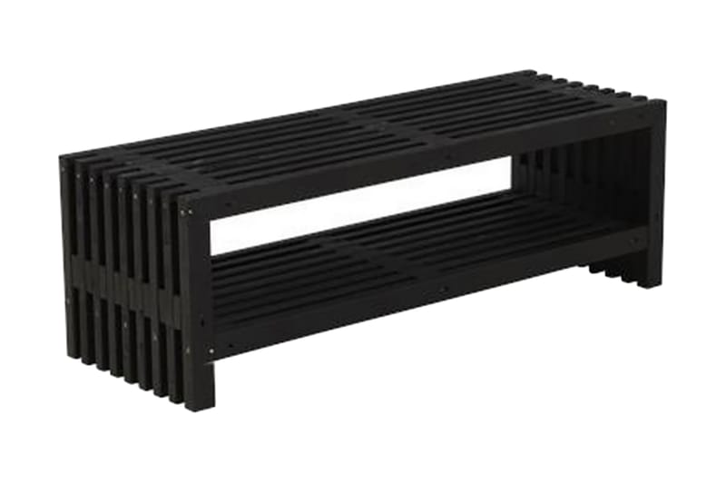 Rustikk benk Design av terrassebord138x49x45cm m/hylle svart - Grå - Hagemøbler & utemiljø - Balkong & terrasse - Balkongmøbler - Balkongsofa