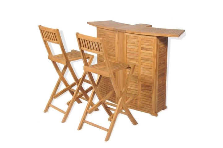Bistrosett med brettbare stoler 3 deler heltre teak - Brun - Hagemøbler - Spisegrupper hage - Cafégrupper