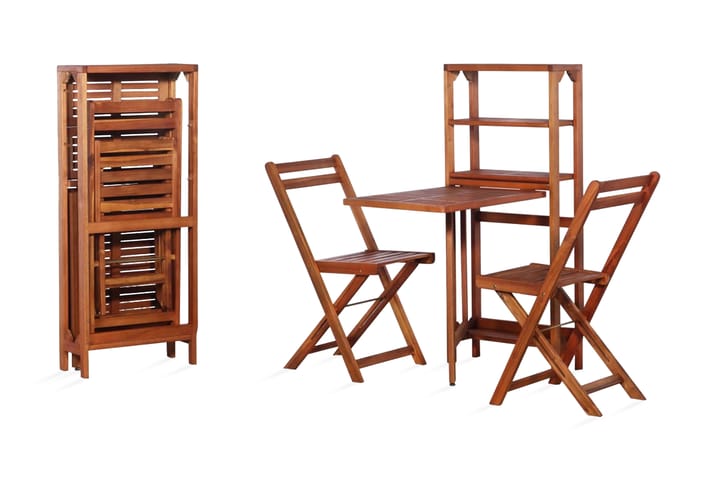 Sammenleggbart bistrosett 3 deler heltre akasie - Brun - Hagemøbler - Balkongmøbler - Balkongbord