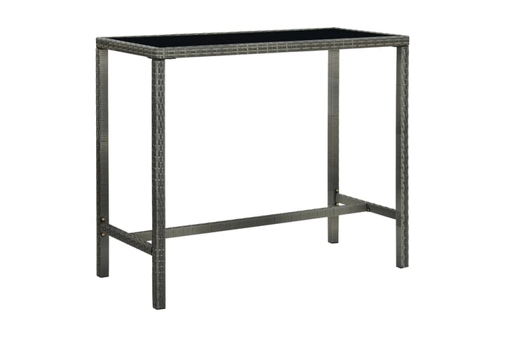 Hagebarbord grå 130x60x110 cm polyrotting og glass - Grå - Hagemøbler & utemiljø - Hagebord - Barbord utendørs