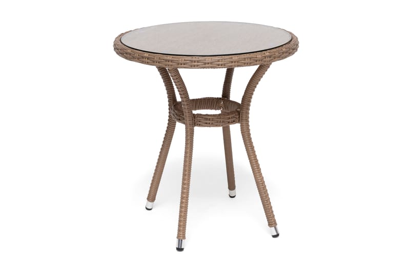Cafébord Hillerstorp Lotus 65 cm Rund - Klartglass/Beige - Hagemøbler & utemiljø - Hagebord - Cafébord